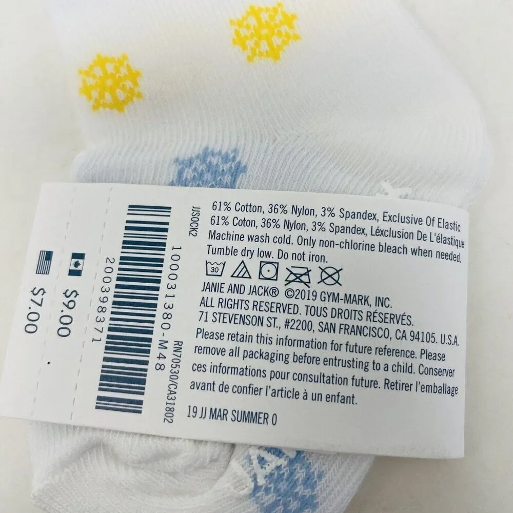 Janie and Jack Baby Boys 3-6 Months Nautical Print Ankle Socks in‎ White/Blue